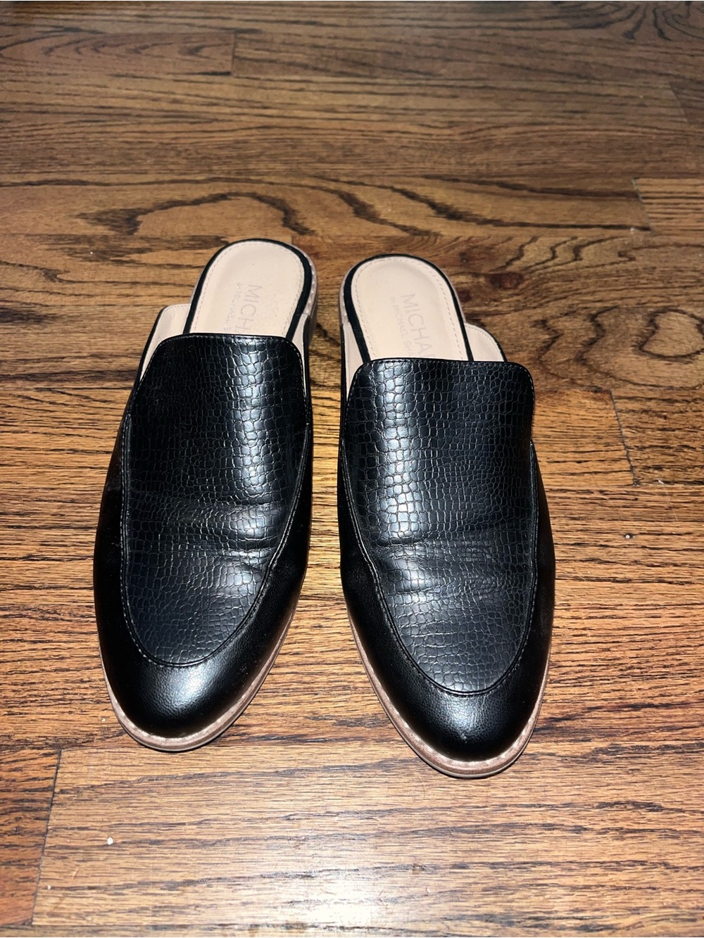 Michael Kors Christy Black Leather Slip-On Mules size 7